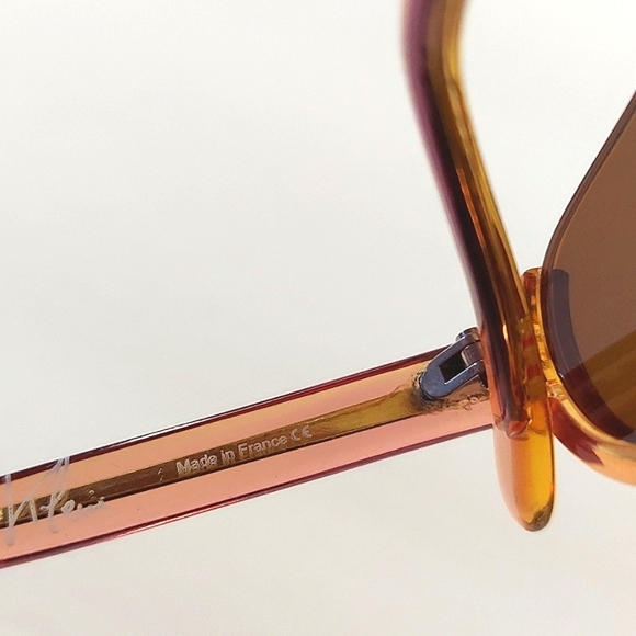 Francis Klein Malte Half Rim Cat Eye Peach Brown Sunglasses Dark Lens Never Worn